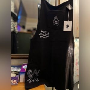 Drop Dead clothing womens size UK 14 black graphic Overalls
